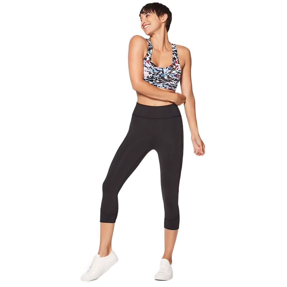 Women's EUC Lululemon In Movement Crop Leggings Everlux 19" Black FR